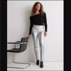 Madewell 90s Straight jeans metallic silver NEW NWT 26 on trend high rise
